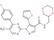 N-(1,4-dioxan-2-ylmethyl)-1-[4-(4-fluorophenyl)-5-methyl-2-pyrimidinyl]-5-(2-thienyl)-1H-pyrazole-4-carboxamide