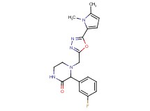 4-{[5-(1,5-dimethyl-1H-pyrrol-2-yl)-1,3,4-oxadiazol-2-yl]methyl}-3-(3-fluorophenyl)piperazin-2-one