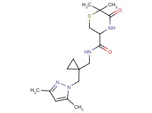 N-({1-[(3,5-dimethyl-1H-pyrazol-1-yl)methyl]cyclopropyl}methyl)-6,6-dimethyl-5-oxothiomorpholine-3-carboxamide