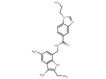 N-[(2-ethyl-3,5-dimethyl-1H-indol-7-yl)methyl]-1-(2-hydroxyethyl)-1H-benzimidazole-5-carboxamide