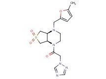 (4aR*,7aS*)-1-[(5-methyl-2-furyl)methyl]-4-(1H-1,2,4-triazol-1-ylacetyl)octahydrothieno[3,4-b]pyrazine 6,6-dioxide