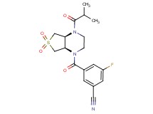 3-fluoro-5-{[(4aS*,7aR*)-4-isobutyryl-6,6-dioxidohexahydrothieno[3,4-b]pyrazin-1(2H)-yl]carbonyl}benzonitrile