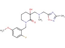 1-(2-fluoro-5-methoxybenzyl)-3-hydroxy-3-({methyl[(3-methyl-1,2,4-oxadiazol-5-yl)methyl]amino}methyl)piperidin-2-one