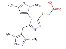 ({4-(1,3-dimethyl-1H-pyrazol-5-yl)-5-[(3,5-dimethyl-1H-pyrazol-4-yl)methyl]-4H-1,2,4-triazol-3-yl}thio)acetic acid