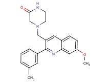 4-{[7-methoxy-2-(3-methylphenyl)-3-quinolinyl]methyl}-2-piperazinone
