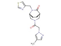 (1S*,5R*)-3-[(4-methyl-1H-pyrazol-1-yl)acetyl]-6-(1,3-thiazol-4-ylmethyl)-3,6-diazabicyclo[3.2.2]nonan-7-one