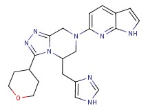 5-(1H-imidazol-4-ylmethyl)-7-(1H-pyrrolo[2,3-b]pyridin-6-yl)-3-(tetrahydro-2H-pyran-4-yl)-5,6,7,8-tetrahydro[1,2,4]triazolo[4,3-a]pyrazine