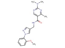 2-(dimethylamino)-N-{[1-(2-methoxyphenyl)-1H-pyrazol-4-yl]methyl}-4-methyl-5-pyrimidinecarboxamide
