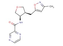 N-{(3R*,4S*)-4-[(3-methylisoxazol-5-yl)methyl]tetrahydrofuran-3-yl}pyrazine-2-carboxamide