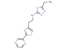 5-ethyl-N-[2-(2-pyrazin-2-yl-1,3-thiazol-4-yl)ethyl]-1,3,4-oxadiazol-2-amine