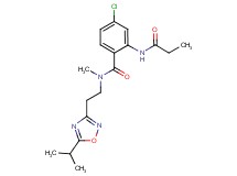 4-chloro-N-[2-(5-isopropyl-1,2,4-oxadiazol-3-yl)ethyl]-N-methyl-2-(propionylamino)benzamide