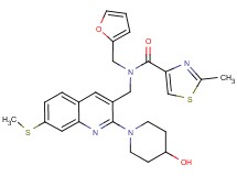 N-(2-furylmethyl)-N-{[2-(4-hydroxy-1-piperidinyl)-7-(methylthio)-3-quinolinyl]methyl}-2-methyl-1,3-thiazole-4-carboxamide