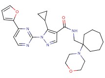 5-cyclopropyl-1-[4-(2-furyl)-2-pyrimidinyl]-N-{[1-(4-morpholinyl)cycloheptyl]methyl}-1H-pyrazole-4-carboxamide