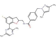 N-{[7-(3,6-dimethyl-2-pyrazinyl)-5-fluoro-2,3-dihydro-1-benzofuran-2-yl]methyl}-4-[(3,5-dimethyl-1H-pyrazol-1-yl)methyl]benzamide
