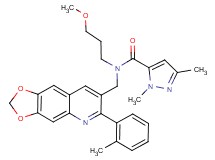 N-(3-methoxypropyl)-1,3-dimethyl-N-{[6-(2-methylphenyl)[1,3]dioxolo[4,5-g]quinolin-7-yl]methyl}-1H-pyrazole-5-carboxamide