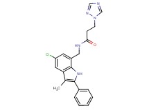 N-[(5-chloro-3-methyl-2-phenyl-1H-indol-7-yl)methyl]-3-(1H-1,2,4-triazol-1-yl)propanamide