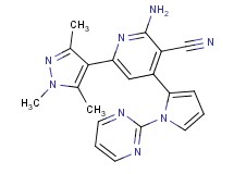 2-amino-4-(1-pyrimidin-2-yl-1H-pyrrol-2-yl)-6-(1,3,5-trimethyl-1H-pyrazol-4-yl)nicotinonitrile