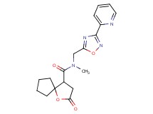 N-methyl-2-oxo-N-{[3-(2-pyridinyl)-1,2,4-oxadiazol-5-yl]methyl}-1-oxaspiro[4.4]nonane-4-carboxamide