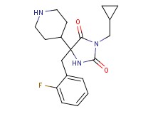 3-(cyclopropylmethyl)-5-(2-fluorobenzyl)-5-(4-piperidinyl)-2,4-imidazolidinedione hydrochloride