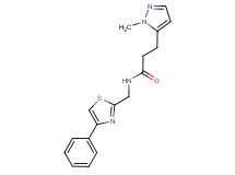3-(1-methyl-1H-pyrazol-5-yl)-N-[(4-phenyl-1,3-thiazol-2-yl)methyl]propanamide