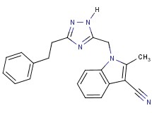 2-methyl-1-{[3-(2-phenylethyl)-1H-1,2,4-triazol-5-yl]methyl}-1H-indole-3-carbonitrile