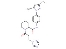 N-[4-(3,5-dimethyl-1H-pyrazol-1-yl)phenyl]-1-[3-(1H-1,2,4-triazol-1-yl)propanoyl]-2-piperidinecarboxamide
