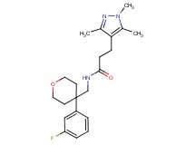 N-{[4-(3-fluorophenyl)tetrahydro-2H-pyran-4-yl]methyl}-3-(1,3,5-trimethyl-1H-pyrazol-4-yl)propanamide