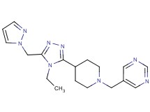 5-({4-[4-ethyl-5-(1H-pyrazol-1-ylmethyl)-4H-1,2,4-triazol-3-yl]piperidin-1-yl}methyl)pyrimidine