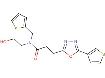 N-(2-hydroxyethyl)-N-(2-thienylmethyl)-3-[5-(3-thienyl)-1,3,4-oxadiazol-2-yl]propanamide