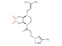 (4aR*,7aS*)-1-(3-methyl-2-buten-1-yl)-4-[3-(4-methyl-1H-pyrazol-1-yl)propanoyl]octahydrothieno[3,4-b]pyrazine 6,6-dioxide