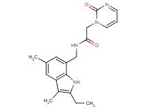 N-[(2-ethyl-3,5-dimethyl-1H-indol-7-yl)methyl]-2-(2-oxopyrimidin-1(2H)-yl)acetamide