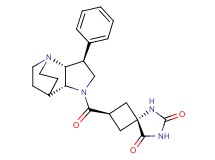 (2S*,4R*)-2-{[(2R*,3S*,6R*)-3-phenyl-1,5-diazatricyclo[5.2.2.0~2,6~]undec-5-yl]carbonyl}-5,7-diazaspiro[3.4]octane-6,8-dione