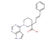 3-[(2E)-3-phenylprop-2-en-1-yl]-1-(7H-pyrrolo[2,3-d]pyrimidin-4-yl)piperidine-3-carboxylic acid