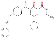 1-cyclopentyl-N-ethyl-4-oxo-5-({4-[(2E)-3-phenyl-2-propen-1-yl]-1-piperazinyl}carbonyl)-1,4-dihydro-3-pyridinecarboxamide