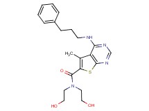 N,N-bis(2-hydroxyethyl)-5-methyl-4-[(3-phenylpropyl)amino]thieno[2,3-d]pyrimidine-6-carboxamide