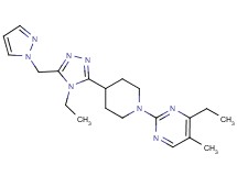 4-ethyl-2-{4-[4-ethyl-5-(1H-pyrazol-1-ylmethyl)-4H-1,2,4-triazol-3-yl]piperidin-1-yl}-5-methylpyrimidine