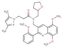 N-{[5,8-dimethoxy-2-(2-methoxyphenyl)-3-quinolinyl]methyl}-3-(3,5-dimethyl-1H-pyrazol-1-yl)-N-(tetrahydro-2-furanylmethyl)propanamide