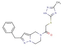 2-benzyl-5-{[(3-methyl-1H-1,2,4-triazol-5-yl)thio]acetyl}-4,5,6,7-tetrahydropyrazolo[1,5-a]pyrazine
