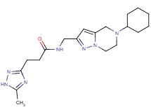 N-[(5-cyclohexyl-4,5,6,7-tetrahydropyrazolo[1,5-a]pyrazin-2-yl)methyl]-3-(5-methyl-1H-1,2,4-triazol-3-yl)propanamide