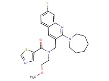 N-{[2-(1-azepanyl)-7-fluoro-3-quinolinyl]methyl}-N-(2-methoxyethyl)-1,3-thiazole-5-carboxamide