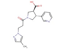 (3S*,4R*)-1-[3-(4-methyl-1H-pyrazol-1-yl)propanoyl]-4-pyridin-3-ylpyrrolidine-3-carboxylic acid
