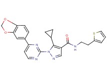1-[4-(1,3-benzodioxol-5-yl)-2-pyrimidinyl]-5-cyclopropyl-N-[2-(2-thienyl)ethyl]-1H-pyrazole-4-carboxamide