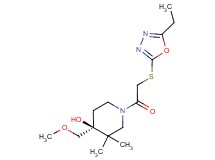 (4S*)-1-{[(5-ethyl-1,3,4-oxadiazol-2-yl)thio]acetyl}-4-(methoxymethyl)-3,3-dimethylpiperidin-4-ol