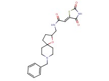 (2Z)-N-[(8-benzyl-1-oxa-8-azaspiro[4.5]dec-2-yl)methyl]-2-(2,4-dioxo-1,3-thiazolidin-5-ylidene)acetamide