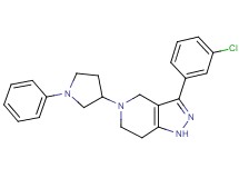 3-(3-chlorophenyl)-5-(1-phenyl-3-pyrrolidinyl)-4,5,6,7-tetrahydro-1H-pyrazolo[4,3-c]pyridine bis(trifluoroacetate)