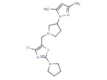 4-chloro-5-{[3-(3,5-dimethyl-1H-pyrazol-1-yl)-1-pyrrolidinyl]methyl}-2-(1-pyrrolidinyl)-1,3-thiazole