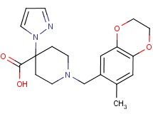 1-[(7-methyl-2,3-dihydro-1,4-benzodioxin-6-yl)methyl]-4-(1H-pyrazol-1-yl)piperidine-4-carboxylic acid