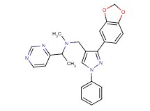 N-{[3-(1,3-benzodioxol-5-yl)-1-phenyl-1H-pyrazol-4-yl]methyl}-N-methyl-1-(4-pyrimidinyl)ethanamine