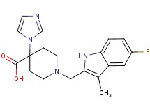 1-[(5-fluoro-3-methyl-1H-indol-2-yl)methyl]-4-(1H-imidazol-1-yl)piperidine-4-carboxylic acid