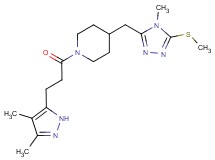 1-[3-(3,4-dimethyl-1H-pyrazol-5-yl)propanoyl]-4-{[4-methyl-5-(methylthio)-4H-1,2,4-triazol-3-yl]methyl}piperidine